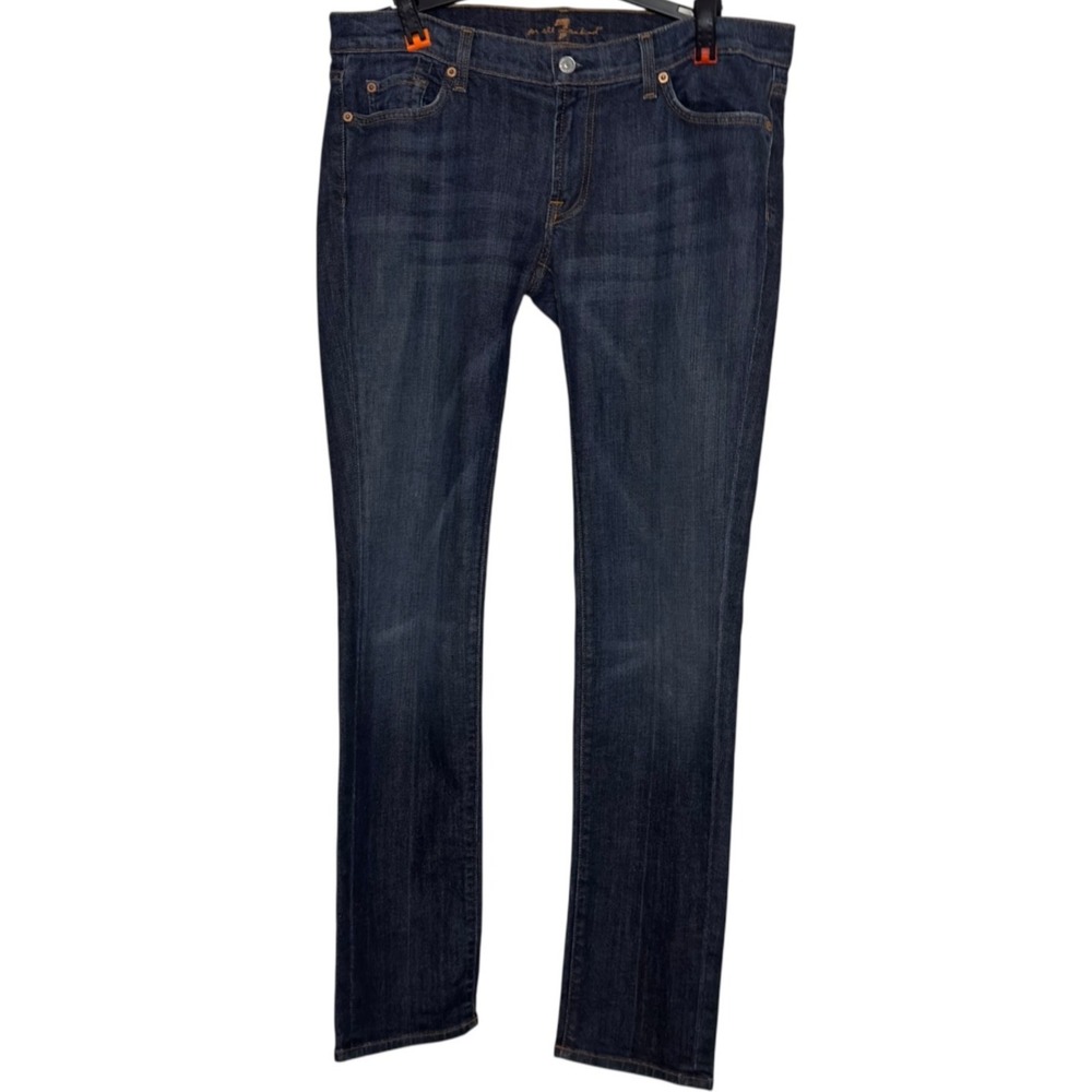 7 For All Mankind Roxanne Skinny Jeans Women's 32 Dark Wash Premium Denim - Picture 6 of 11